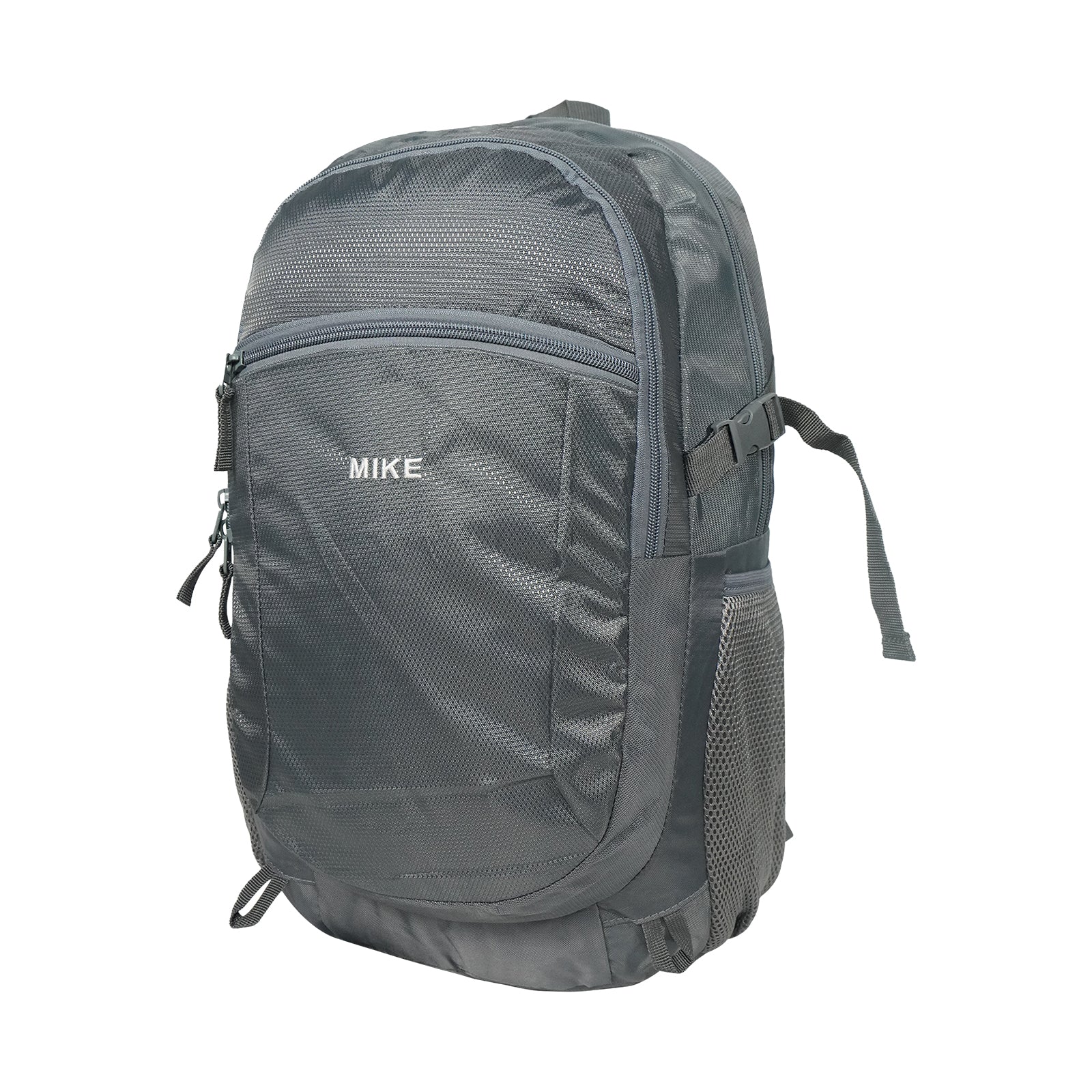 Mike Bags Terminal Backpack - Grey side view with mesh water bottle pocket