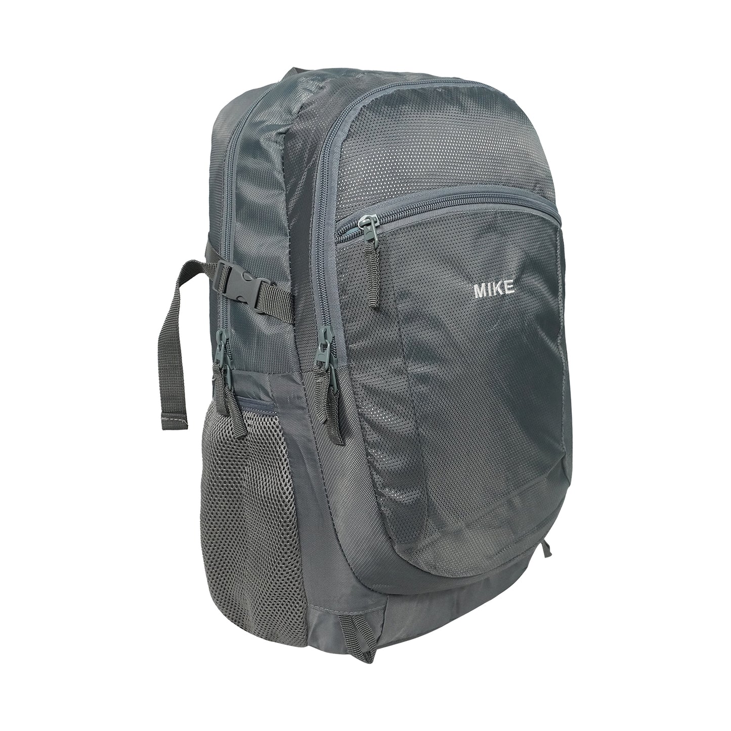 Mike Bags Terminal Backpack - Grey side view with mesh water bottle pocket
