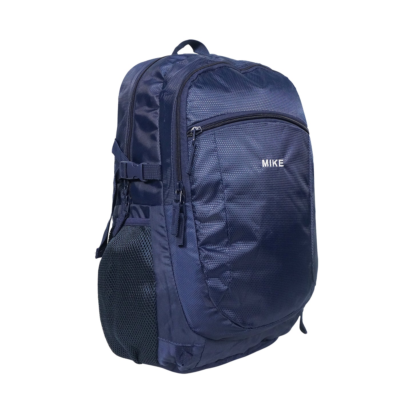 Mike Bags Terminal Backpack - Navy Blue side view with mesh water bottle pocket