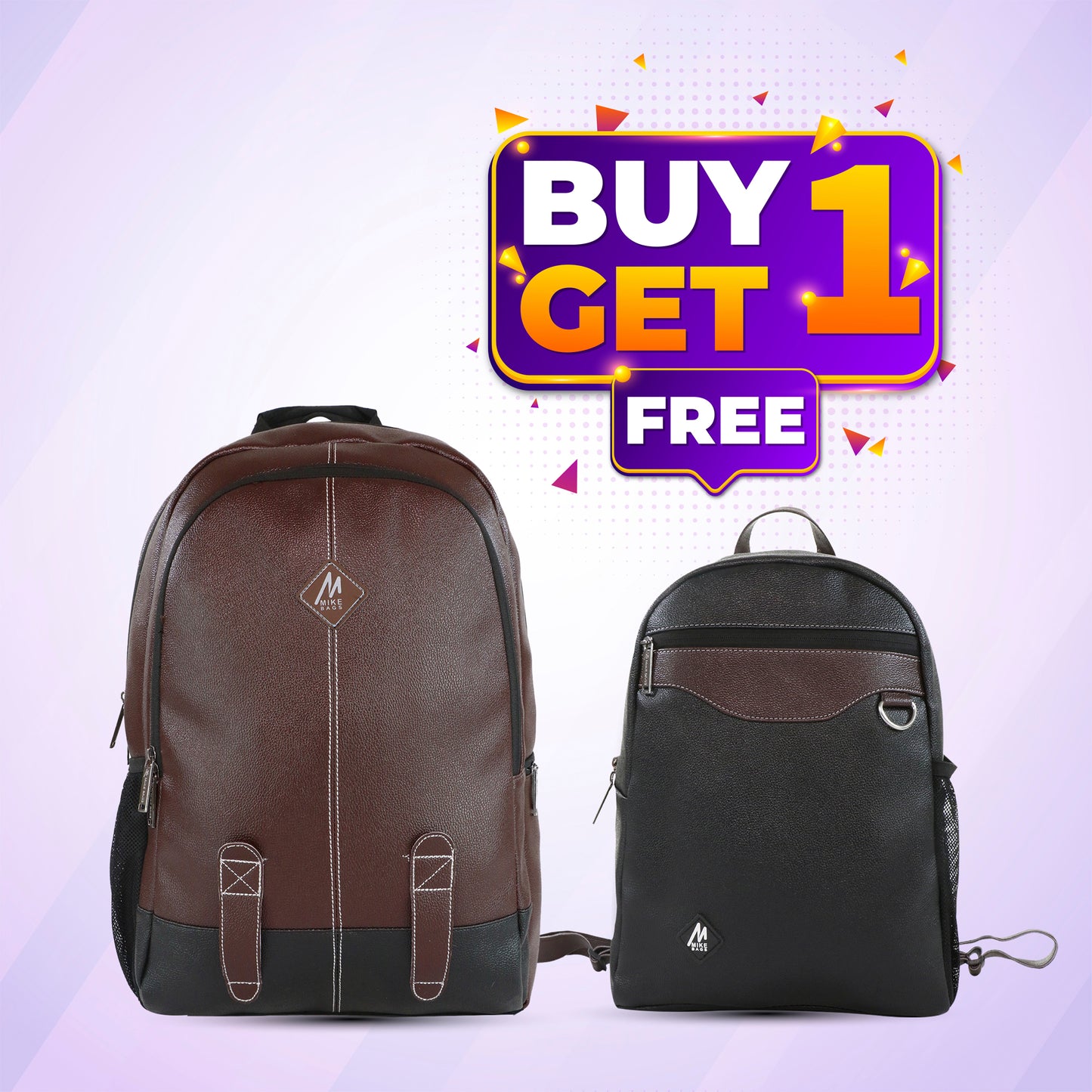Mike PU Leather Backpacks Combo