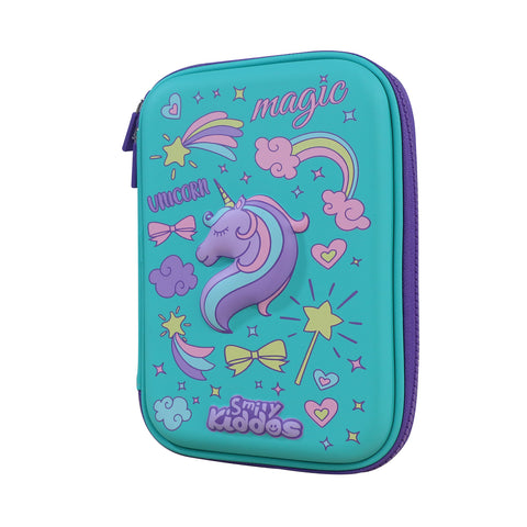 Image of Smily Kiddos Single Compartment pencil case v2 unicorn theme green