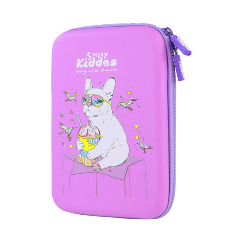 Image of Smily Kiddos Single compartment eva pencil case - Bull Dog Purple
