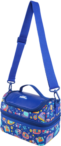 Image of Double Decker Lunch Bag V3 | Gamer Theme | Spacious Lunch Tote for Kids - Blue