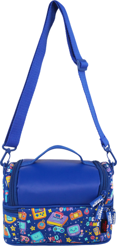 Image of Double Decker Lunch Bag V3 | Gamer Theme | Spacious Lunch Tote for Kids - Blue