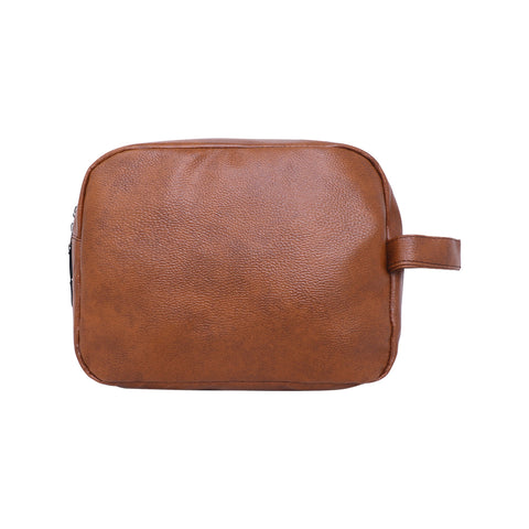 Image of Mike Leatherite Make Up Pouch-Tan