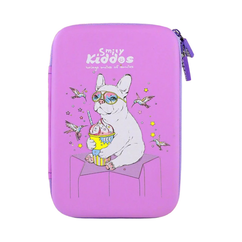 Image of Smily Kiddos Single compartment eva pencil case - Bull Dog Purple