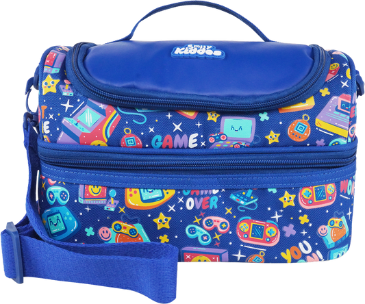 Double Decker Lunch Bag V3 | Gamer Theme | Spacious Lunch Tote for Kids - Blue
