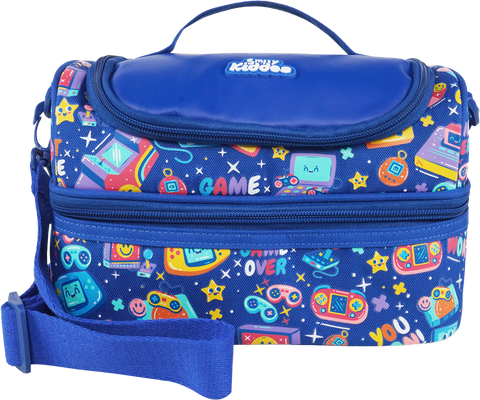 Image of Double Decker Lunch Bag V3 | Gamer Theme | Spacious Lunch Tote for Kids - Blue