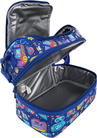 Image of Double Decker Lunch Bag V3 | Gamer Theme | Spacious Lunch Tote for Kids - Blue