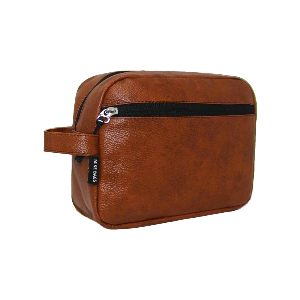 Mike Leather Make Up Pouch - Brown
