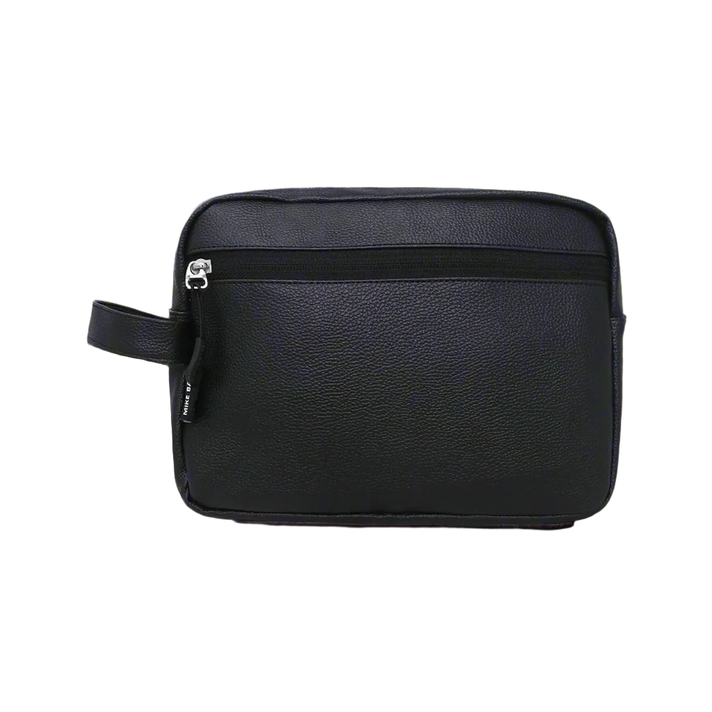 Mike Leather Make Up Pouch-Black