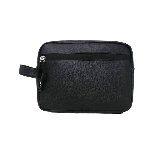 Mike Leather Make Up Pouch-Black