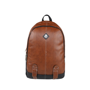 Mike Octane Faux Leather Laptop Backpack -  Tan