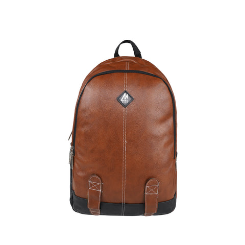 Image of Mike Octane Faux Leather Laptop Backpack -  Tan