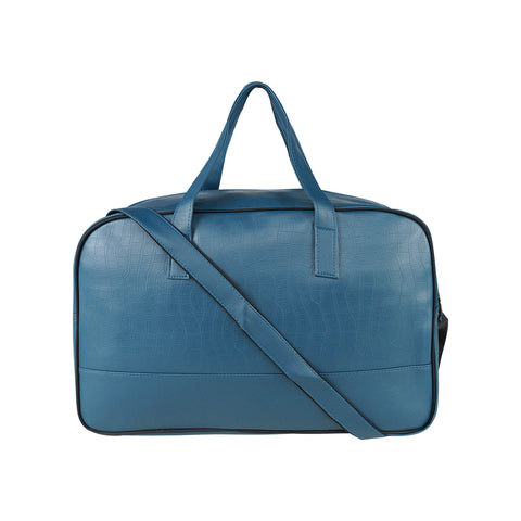 Image of Mike PU Leather 32L Fizz Duffle Bag - Indigo