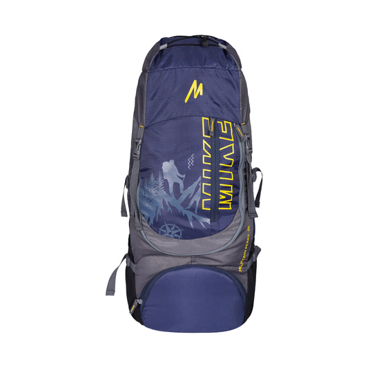 Mike 42L Mountain Peak Trekking Backpack - Navy Blue & Grey