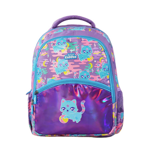Smily Kiddos 15 Inch School Backpack – Purple | Kitty Theme | Cute Cat Print, Lightweight & Spacious Bag for Girls