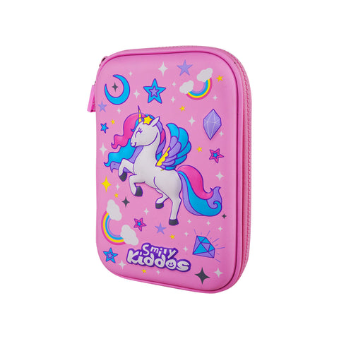 Image of Sky Unicorn Pencil Case V3 | Durable Hardtop Stationery Organizer | Single Compartment, Trendy & Spacious Pink