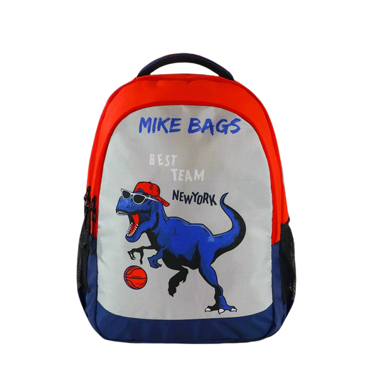 Mike Junior Backpack Playful Dino - Red & Navy Blue