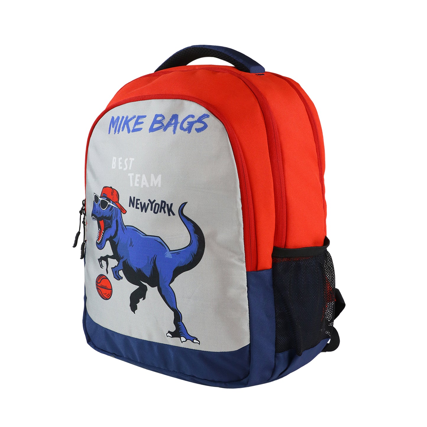 Mike Junior Backpack Playful Dino - Red & Navy Blue