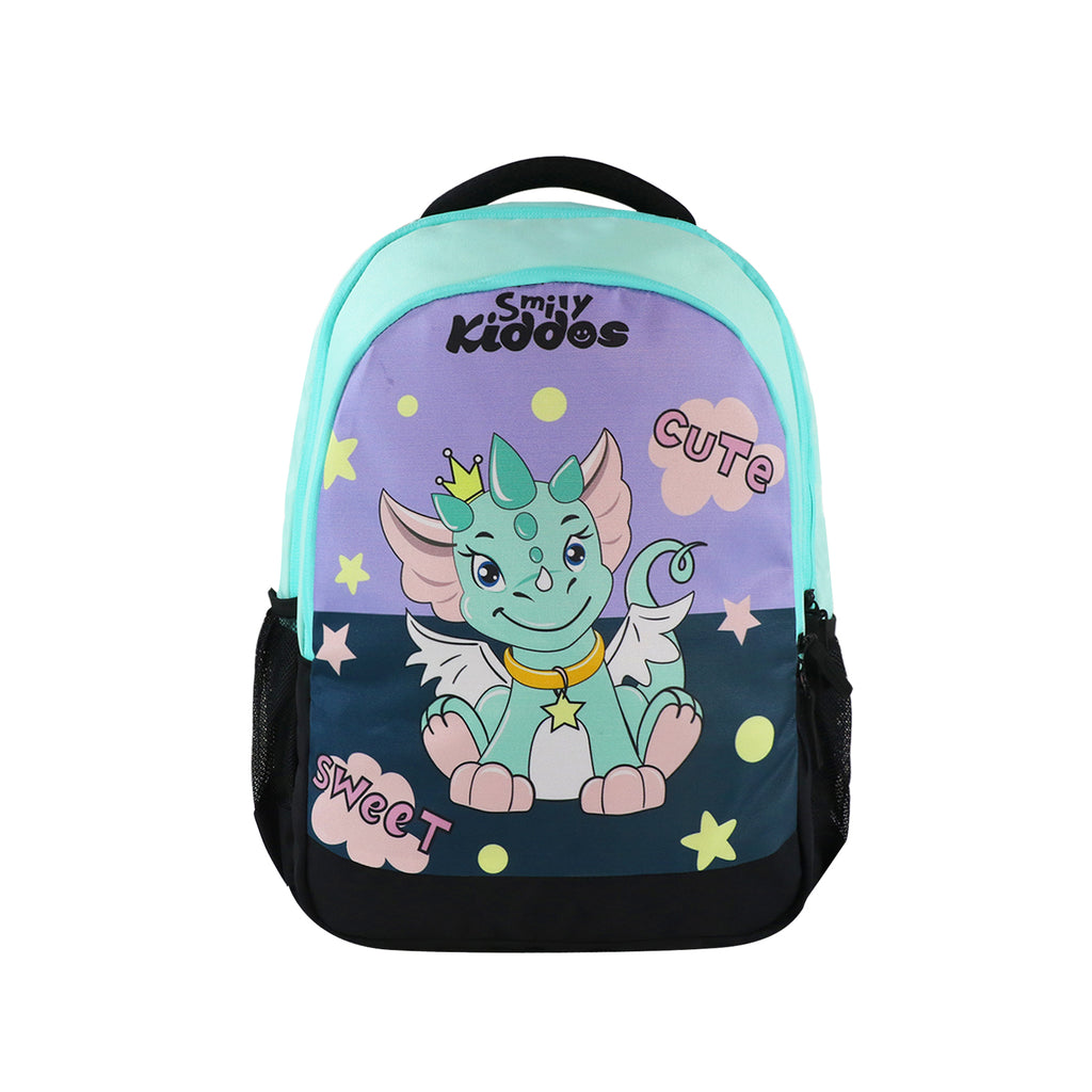 Smily Kiddos 29 Ltrs Junior School Bag  - Cute Dragon- Sea Green