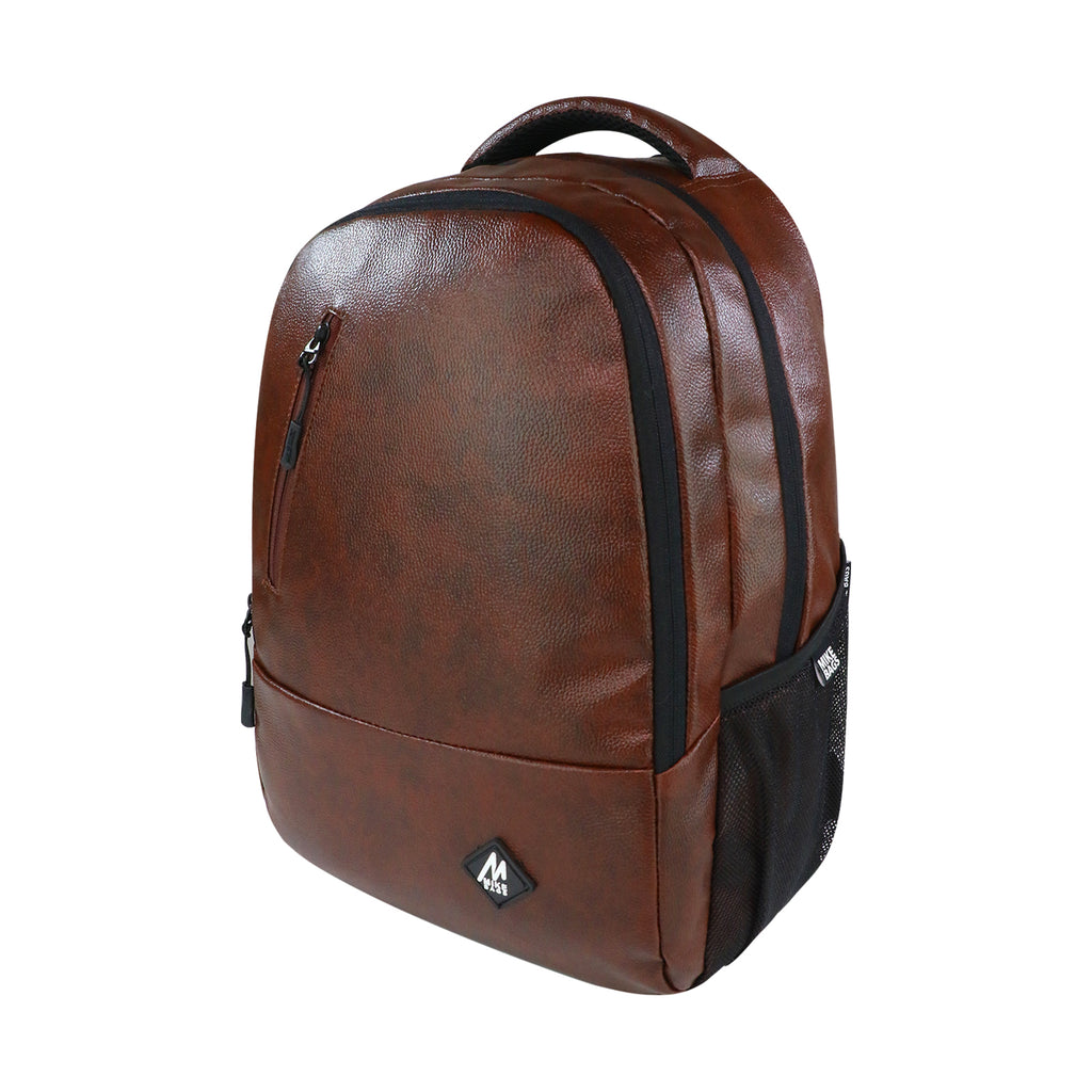 Mike Bags Faux Leather 14 Inch Laptop Backpack/ Travel/ College - Brown