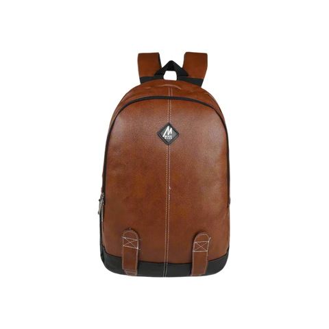 Image of Mike Octane Faux Leather Laptop Backpack -  Tan