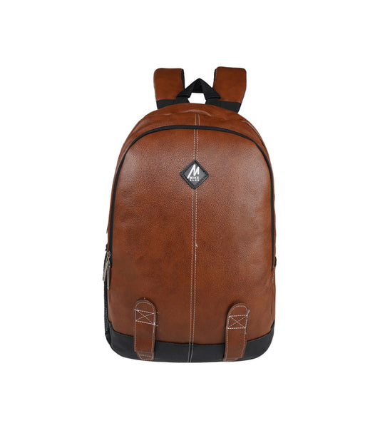 Mike Octane 21L Faux Leather Laptop Backpack - Tan