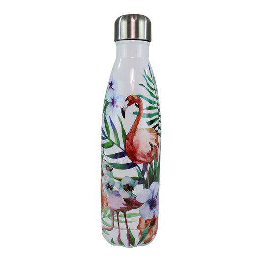 Smily Kiddos 500 ML Stainless Steel Water Bottle  - Flamingo White
