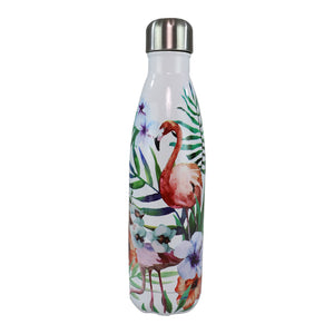 Smily Kiddos 500 ML Stainless Steel Water Bottle  - Flamingo White