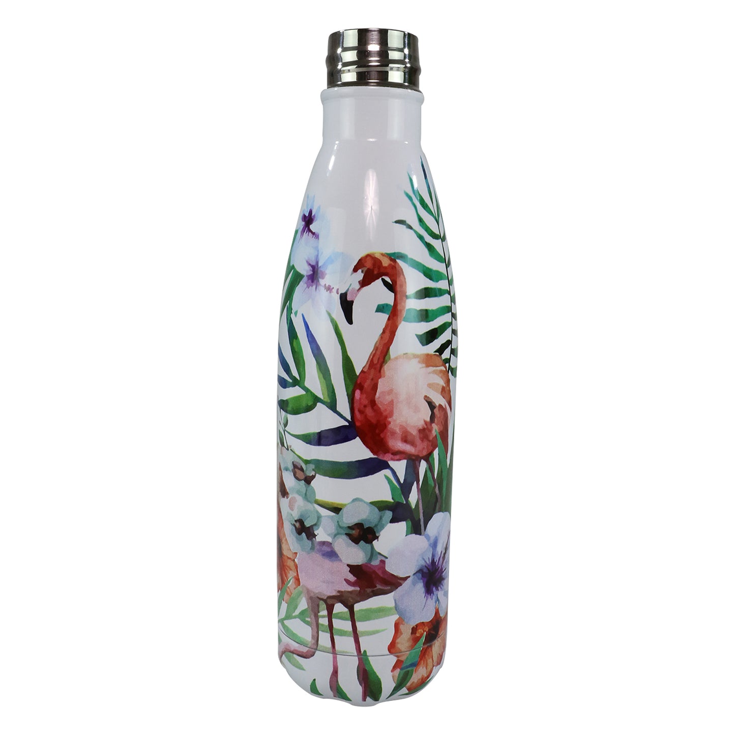 Smily Kiddos 500 ML Stainless Steel Water Bottle  - Flamingo White