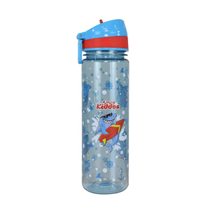Smily Kiddos Straight Water Bottle With Flip Top Nozzle Shark Theme - Blue & Red
