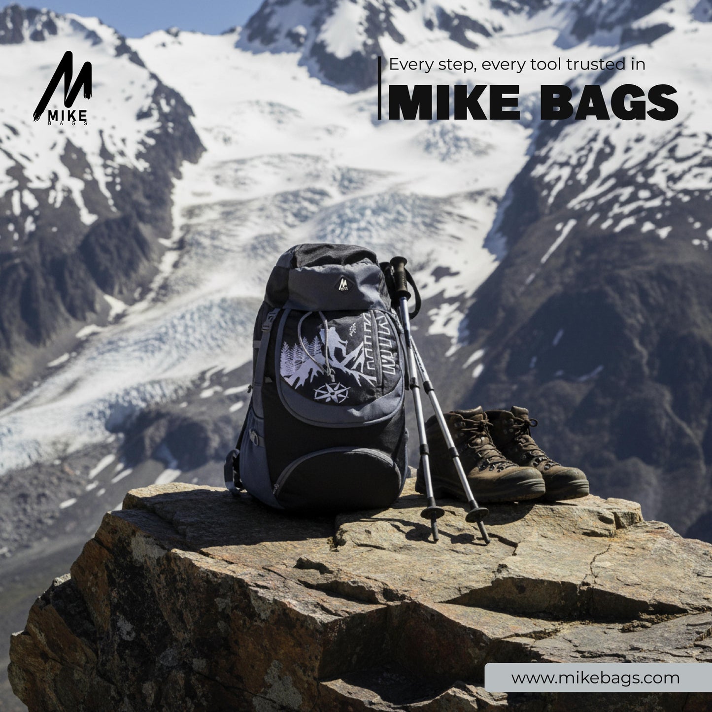 Mike 42L Mountain Peak Trekking Backpack - Indigo & Grey