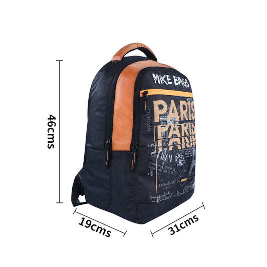 Mike Exquisite 27L School Backpack for Boys & Girls - Black