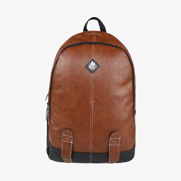 Mike Octane 21L Faux Leather Laptop Backpack - Tan