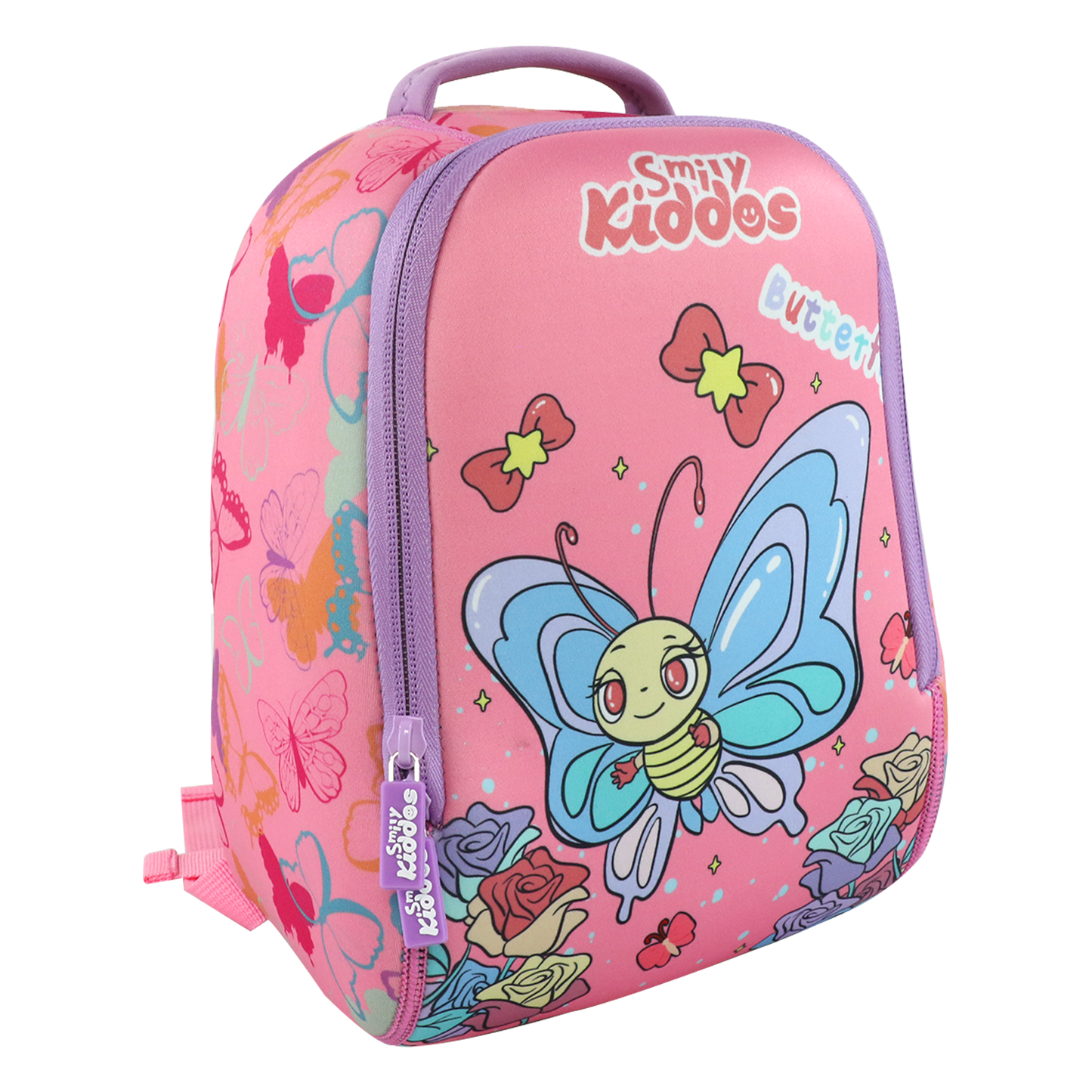 Smily Kiddos Preschool Backpack Butterfly Theme Light Pink