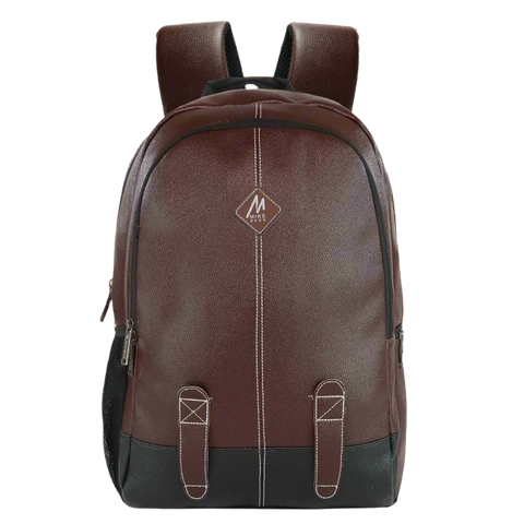 Image of Mike Octane Faux Leather Laptop Backpack - Dark Brown