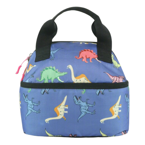 Image of Smily Kiddos Double Decker Lunch Bag Dino Theme - Blue LxWxH :25.5 X 17 X 20 CM