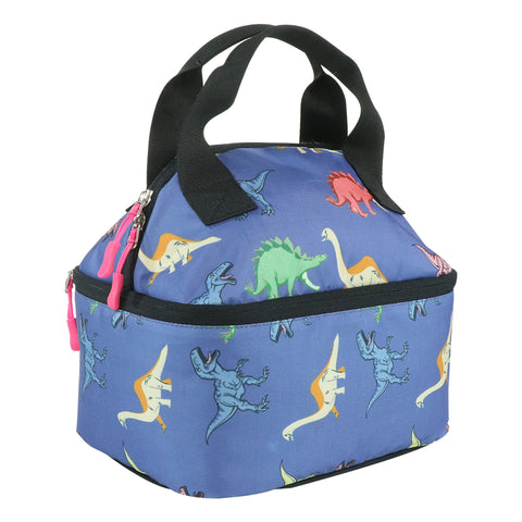 Image of Smily Kiddos Double Decker Lunch Bag Dino Theme - Blue LxWxH :25.5 X 17 X 20 CM
