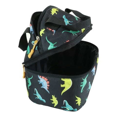Image of Smily Kiddos Double Decker Lunch Bag Dino Theme - Black LxWxH :25.5 X 17 X 20 CM