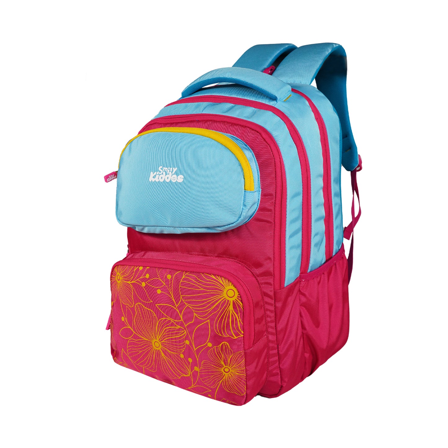 Smily Kiddos Giggle Laptop Backpack – Pink & Light Blue with Rain Cover