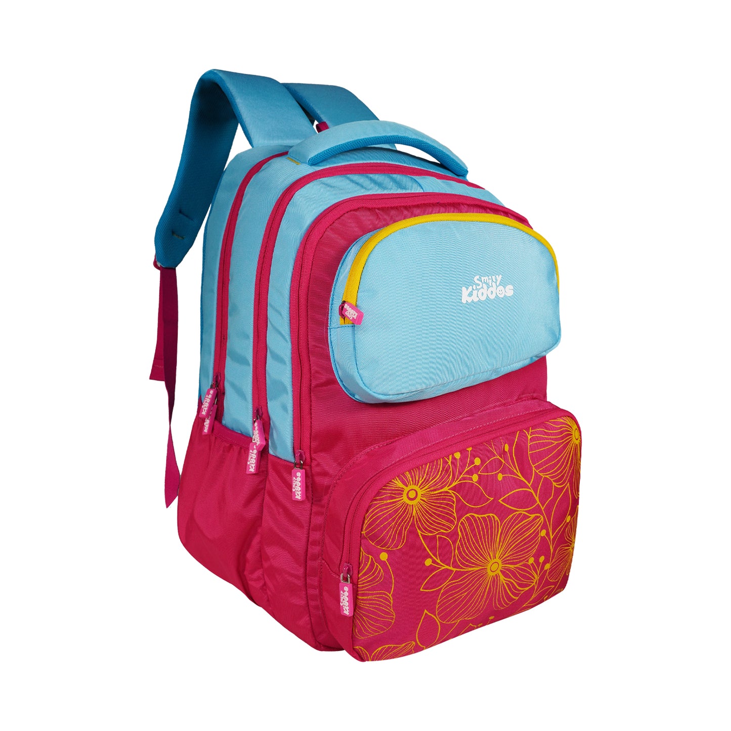 Smily Kiddos Giggle Laptop Backpack – Pink & Light Blue with Rain Cover