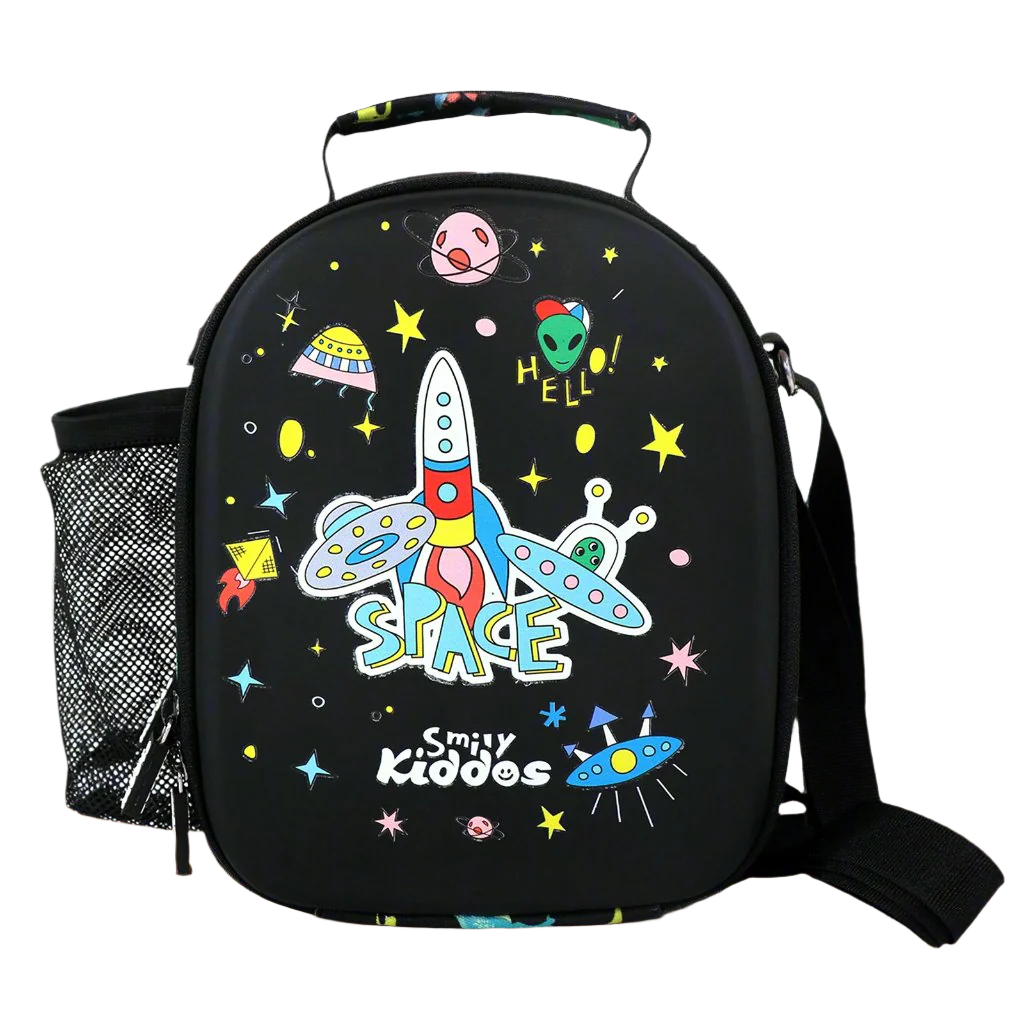 Smily Kiddos Hartop Eva Lunch Bag space theme - Black