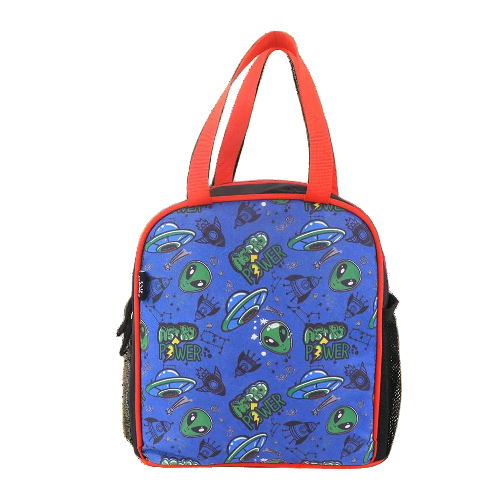 Smily kiddos joy lunch bag- Alien theme - Blue