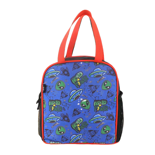 Smily kiddos joy lunch bag- Alien theme - Blue
