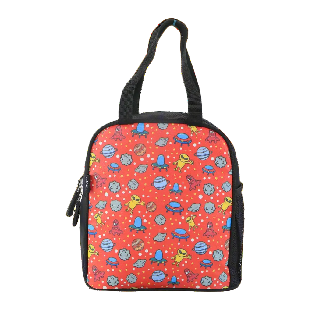 Smily kiddos joy lunch bag- Alien Theme - Red