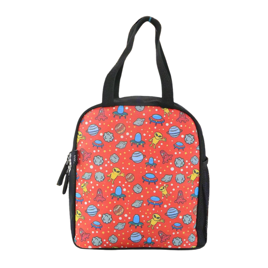 Smily kiddos joy lunch bag- Alien Theme - Red