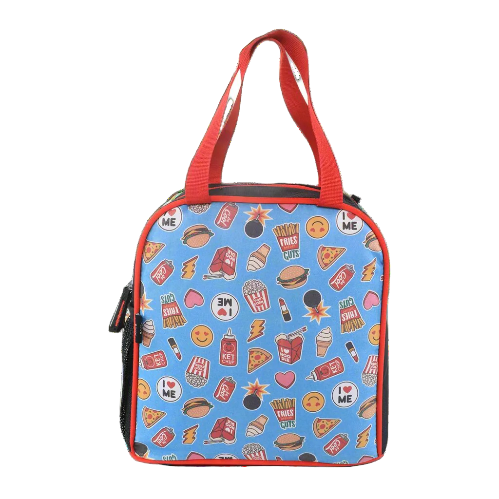 Smily kiddos joy lunch bag- Fast Food Theme - Teal blue