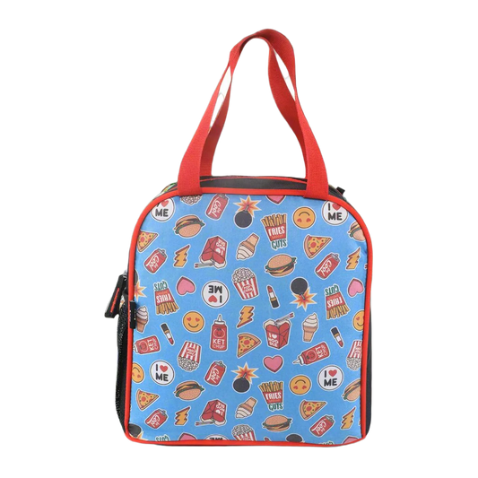 Smily kiddos joy lunch bag- Fast Food Theme - Teal blue