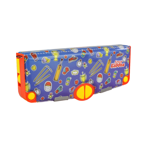 Image of Smily Kiddos Multi Functional Pop Out Pencil Box for Kids Stationery for Children - Cricket Theme - Blue